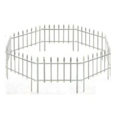22 In. W X 18 In. H White Metal Decorative Garden Fence, 5-Panels Landscape Fencing For Flower Bed, Yard, Animal Barrier