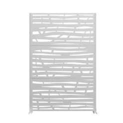 72 In. H X 47 In. L X 16 In. W White Galvanized Steel Metal Dig Privacy Screen Border Fencing