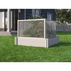 Classic 48.13 In. L X 48.13 In. W X 11 In. H White Vinyl Garden Bed With Fencing -Dewalt Tools Shop white vita elevated garden beds vt17128 4f 1000