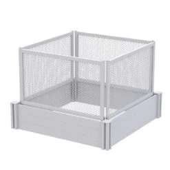 Classic 48.13 In. L X 48.13 In. W X 11 In. H White Vinyl Garden Bed With Fencing