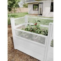Classic 97 In. X 33 In. X 46 In. White PVC Keyhole Composting Garden With Fencing -Dewalt Tools Shop white vita raised planter boxes vt17130 1f 1000