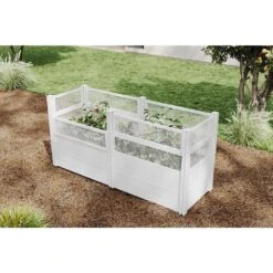Classic 97 In. X 33 In. X 46 In. White PVC Keyhole Composting Garden With Fencing -Dewalt Tools Shop white vita raised planter boxes vt17130 c3 1000