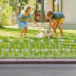 24 In. Metal Garden Fence Decorative White Fencing Panels For Yard Landscape Patio Lawn Decor (5-Packs) -Dewalt Tools Shop white516 garden fencing zl516 wt 4f 1000