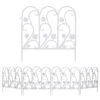 24 In. Metal Garden Fence Decorative White Fencing Panels For Yard Landscape Patio Lawn Decor (5-Packs)