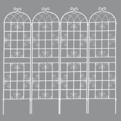 4-Pack 19.7 In. W X 86.7 In. H White Metal Garden Trellis Garden Fencing For Climbing Plants Outdoor Patio Plant Trellis