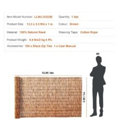 13.3 Ft. W X 3.3 Ft. H Peeled Reed Decorative Natural Eco-Friendly Screen Curtain Bamboo-Like Patio Decors Fencing Rolls -Dewalt Tools Shop wood spca garden fencing sp db0898 fa 1000