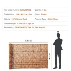 16.4 Ft. W X 4 Ft. H Peeled Reed Decorative Natural Eco-Friendly Screen Curtain Bamboo-Like Patio Decors Fencing Rolls -Dewalt Tools Shop wood spca garden fencing sp db0900 fa 1000