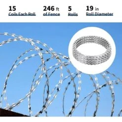 246 Ft. Galvanized Steel Barbed Wire Fencing With Non-Rusting Wire Razor, Useful Protection For Garden (5-Rolls) -Dewalt Tools Shop wrightmaster barbed wire zeyp296037 1d 1000