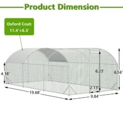 9.84 Ft. X 19.68 Ft. X 6.56 Ft. Galvanized Wire Chicken Coop W/ Waterproof Cover, Dome Shaped Walk-in Poultry Fencing -Dewalt Tools Shop wrightmaster chicken coops zeyp171905 66 1000