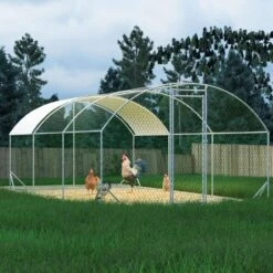 9.84 Ft. X 19.68 Ft. X 6.56 Ft. Galvanized Wire Chicken Coop W/ Waterproof Cover, Dome Shaped Walk-in Poultry Fencing -Dewalt Tools Shop wrightmaster chicken coops zeyp171905 77 1000