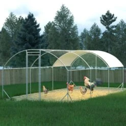 9.84 Ft. X 19.68 Ft. X 6.56 Ft. Galvanized Wire Chicken Coop W/ Waterproof Cover, Dome Shaped Walk-in Poultry Fencing -Dewalt Tools Shop wrightmaster chicken coops zeyp171905 c3 1000