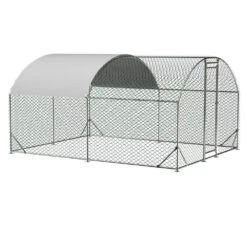 9.84 Ft. X 13.12 Ft. X 6.56 Ft. Galvanized Wire Chicken Coop With Waterproof Cover Dome Shaped Walk-in Poultry Fencing