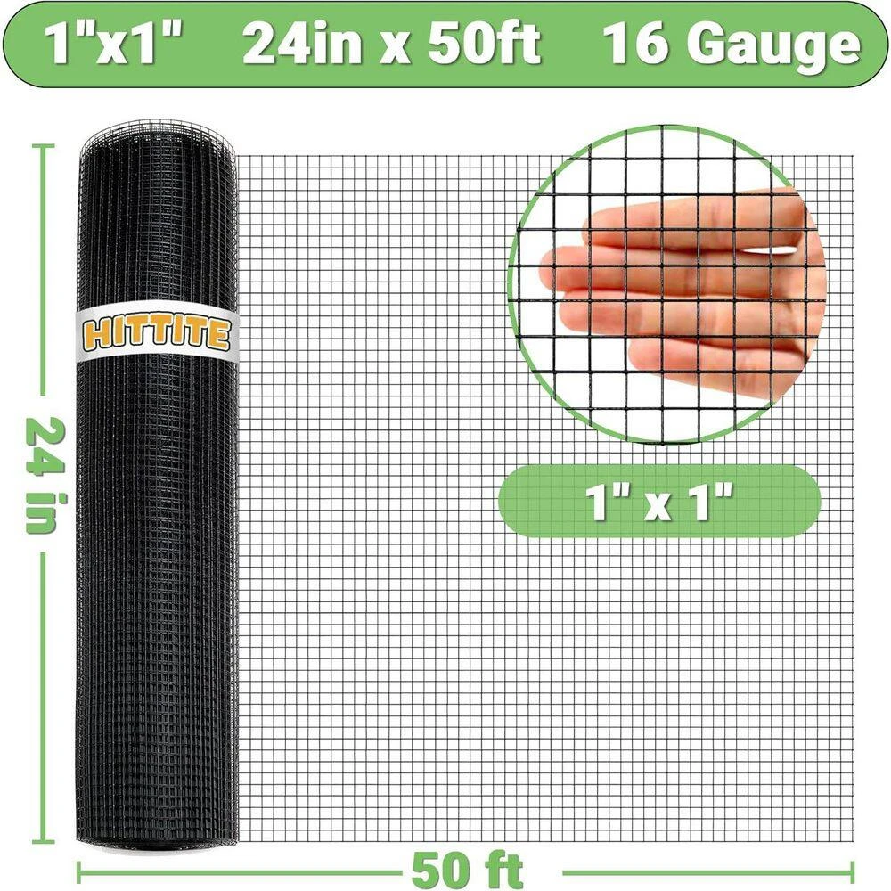 24 In. X 100 Ft. Reinforced PVC Coated Black Wire Mesh For Garden Fencing And Pet Enclosures, Precision Welding 6 24 In. X 100 Ft. Reinforced PVC Coated Black Wire Mesh For Garden Fencing And Pet Enclosures, Precision Welding - Image 4