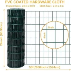 24 In. X 50 Ft. 14-Gauge Reinforced PVC Coated Wire Mesh For Garden Fencing And Pet Enclosures, Precision Welding 17 24 In. X 50 Ft. 14-Gauge Reinforced PVC Coated Wire Mesh For Garden Fencing And Pet Enclosures, Precision Welding -Dewalt Tools Shop wrightmaster farm fencing gates zey424x50 green 4f 1000