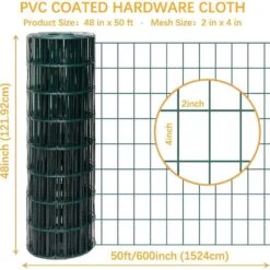 48 In. X 50 Ft. 14-Gauge Reinforced PVC Coated Wire Mesh For Garden Fencing And Pet Enclosures, Precision Welding 17 48 In. X 50 Ft. 14-Gauge Reinforced PVC Coated Wire Mesh For Garden Fencing And Pet Enclosures, Precision Welding -Dewalt Tools Shop wrightmaster farm fencing gates zey48x50 green 4f 1000