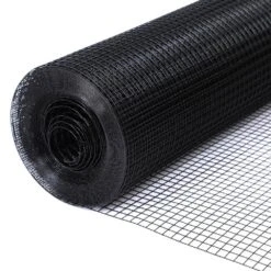 36 In. X 50 Ft. 19-Gauge Black Vinyl Mesh For Garden Fencing And Pet Enclosures, Welded Metal