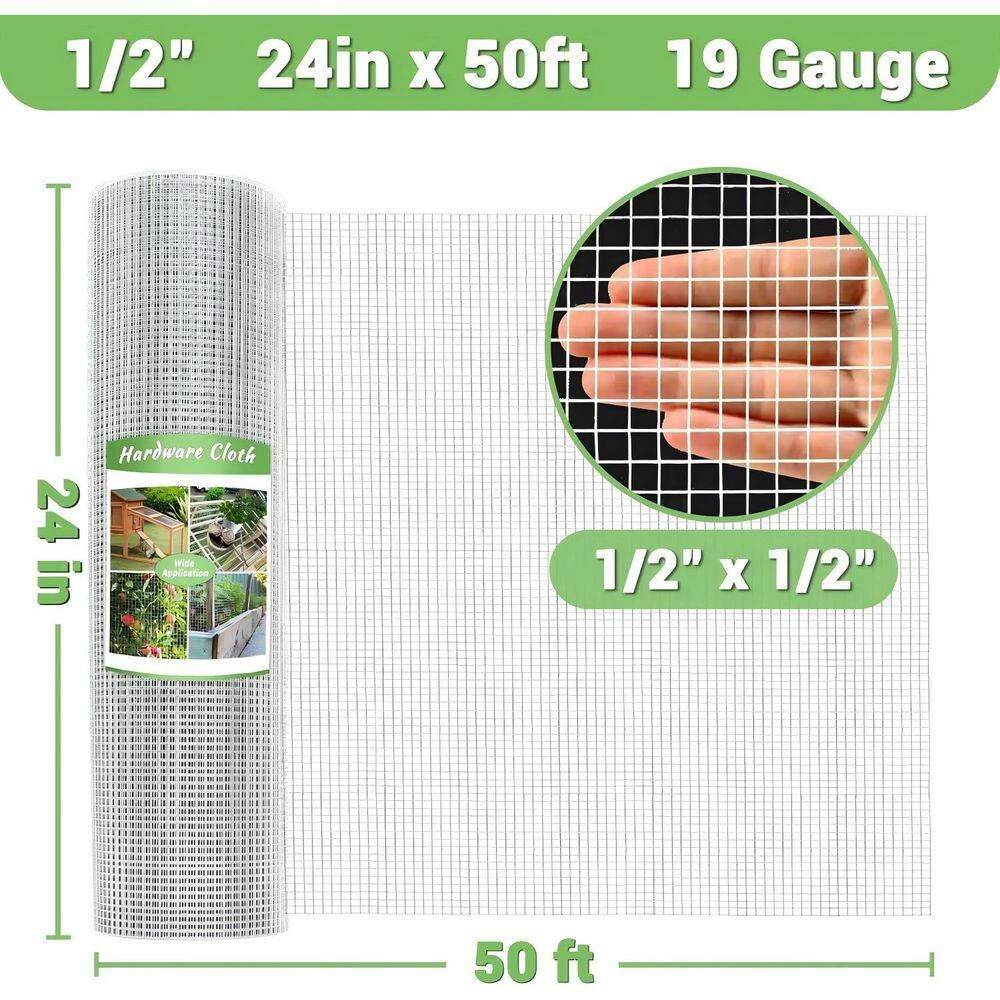 24 In. X 50 Ft. 19-Gauge Reinforced Hot-Dip Galvanized Wire Mesh For Garden Fencing And Pet Enclosures Precision Welding 8 24 In. X 50 Ft. 19-Gauge Reinforced Hot-Dip Galvanized Wire Mesh For Garden Fencing And Pet Enclosures Precision Welding - Image 6