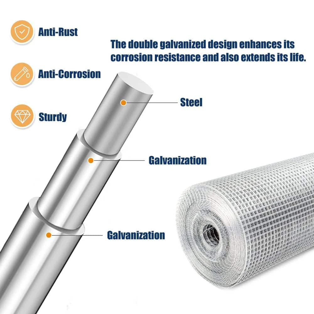 24 In. X 50 Ft. 19-Gauge Reinforced Hot-Dip Galvanized Wire Mesh For Garden Fencing And Pet Enclosures Precision Welding 4 24 In. X 50 Ft. 19-Gauge Reinforced Hot-Dip Galvanized Wire Mesh For Garden Fencing And Pet Enclosures Precision Welding - Image 2