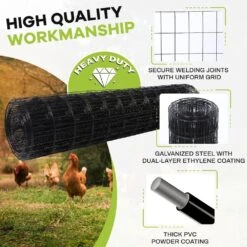48 In. X 50 Ft. 16-Gauge Black Reinforced PVC Coated Wire Mesh For Garden Fencing And Pet Enclosures, Precision Welding -Dewalt Tools Shop wrightmaster farm fencing gates zszsw48888 40 1000