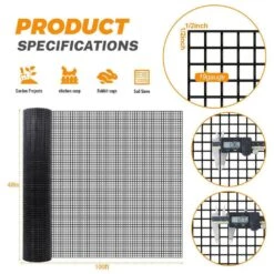 48 In. X 100 Ft. 19-Gauge Black Vinyl Welded Wire Fencing Fit Most Size Animal Cages -Dewalt Tools Shop wrightmaster welded wire fencing ykjx355fr 77 1000