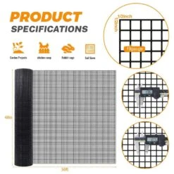 48 In. X 50 Ft. 19-Gauge Black Vinyl Welded Wire Fencing For Garden Fencing And Pet Enclosures, Welded Metal -Dewalt Tools Shop wrightmaster welded wire fencing zeys333fr 40 1000