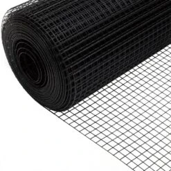 Reinforced PVC Coated 24 In. X 50 Ft. Black Mesh For Garden Fencing And Pet Enclosures, Precision Welding