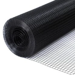 48 In. X 100 Ft. 19-Gauge Black Vinyl Mesh For Garden Fencing And Pet Enclosures, Welded Metal